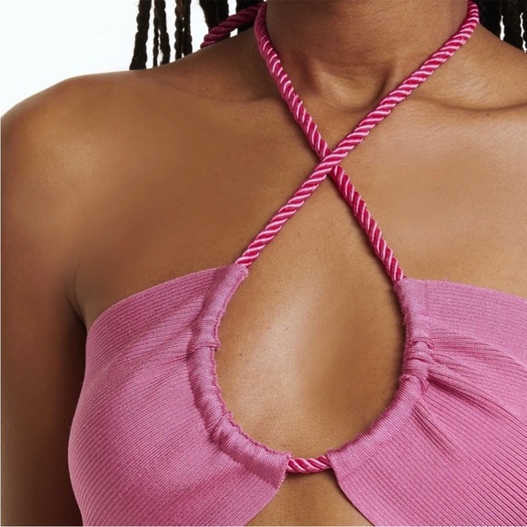 FARM Rio PINK KNIT HALTER CROP TOP Size XL - Picture 4 of 13